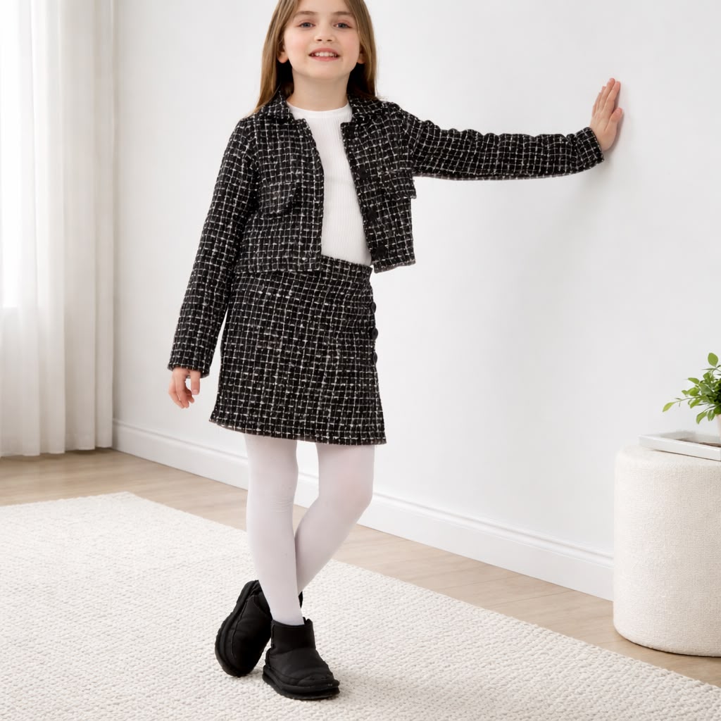 TRENDT MODA ŞANEL KUMAŞ CEKET  ŞANEL KUMAŞ ŞORT ETEK FİTİLLİ BADİ ÜÇLÜ TAKIM  GOLT SİMLİ